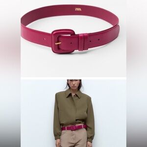 Zara colored leather belt : fuchsia size 85cm/34 in lines without tags
